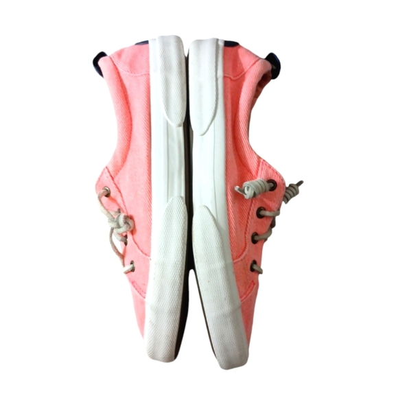 Sperry Pier Wave Light Wash Pink Neon Canvas Shoes Size 9 - Picture 7 of 11